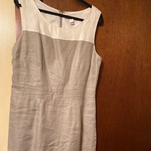 Banana Republic Sleeveless, Linen Color-block dress - size 14